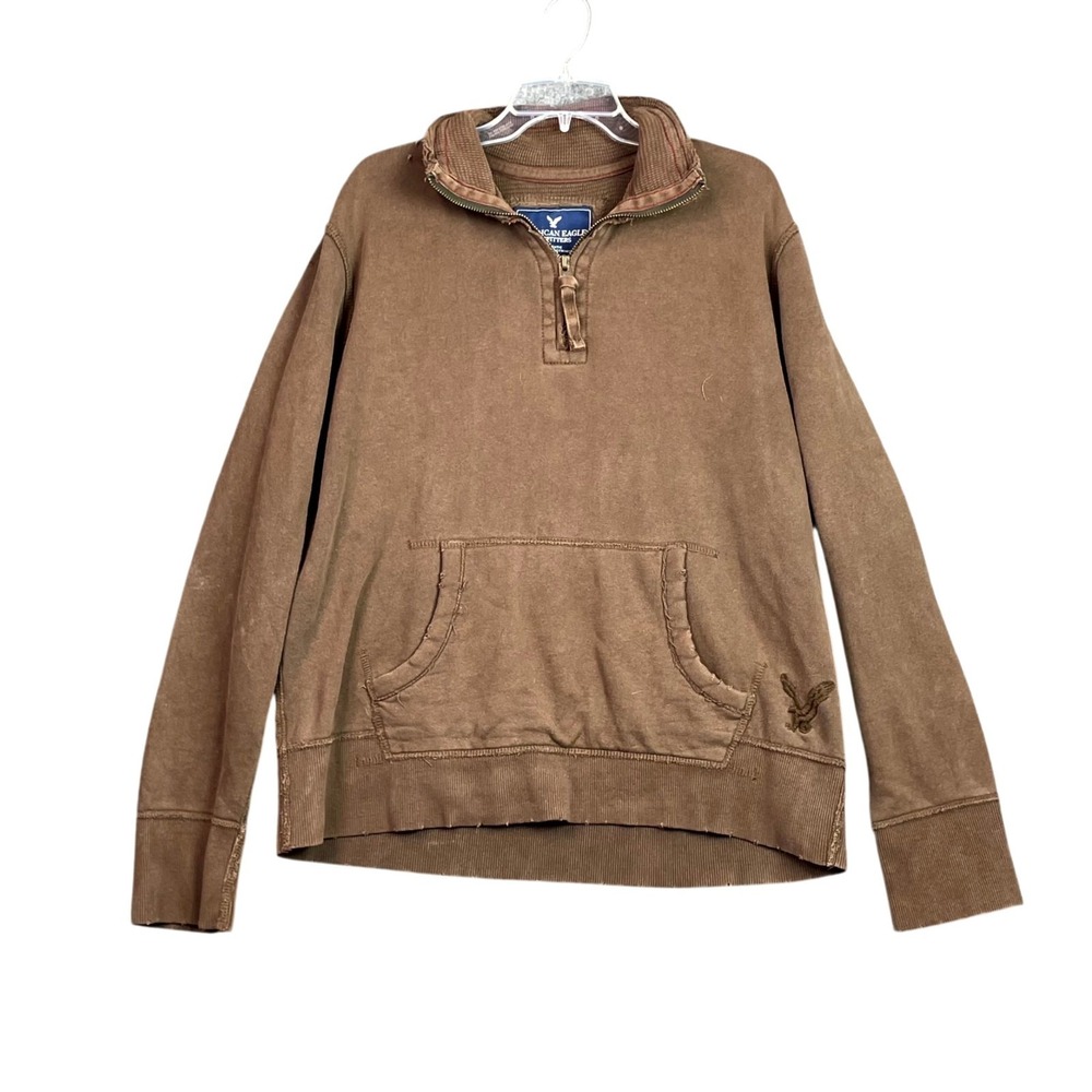 VTG American Eagle Outfitters 1/4-Zip Sweater Mens L Brown Y2K Workwear Outdoor